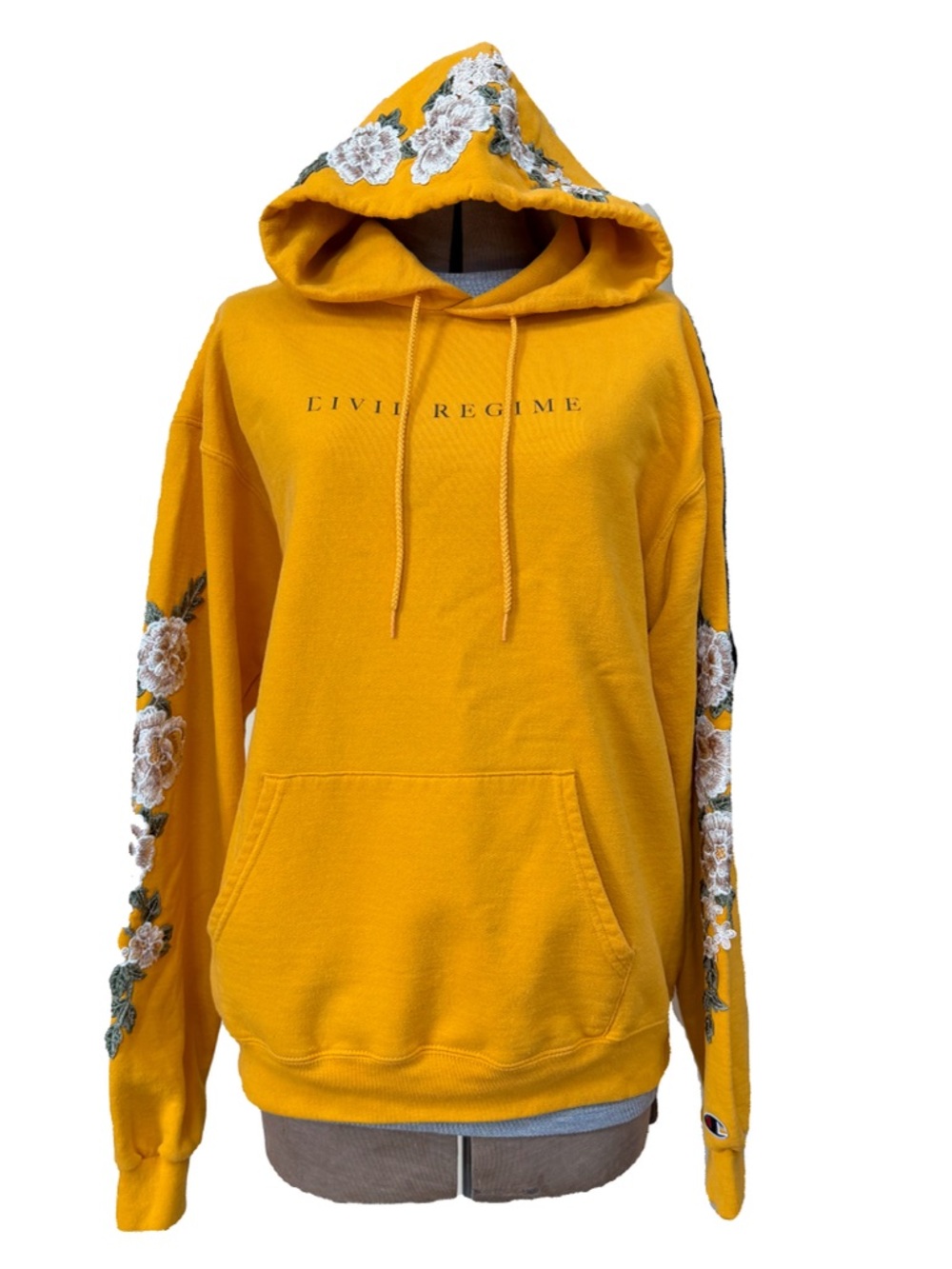 Civil Regime x Champion Roses Hoodie - Yellow/Gold Rare Unisex Floral Appliqué